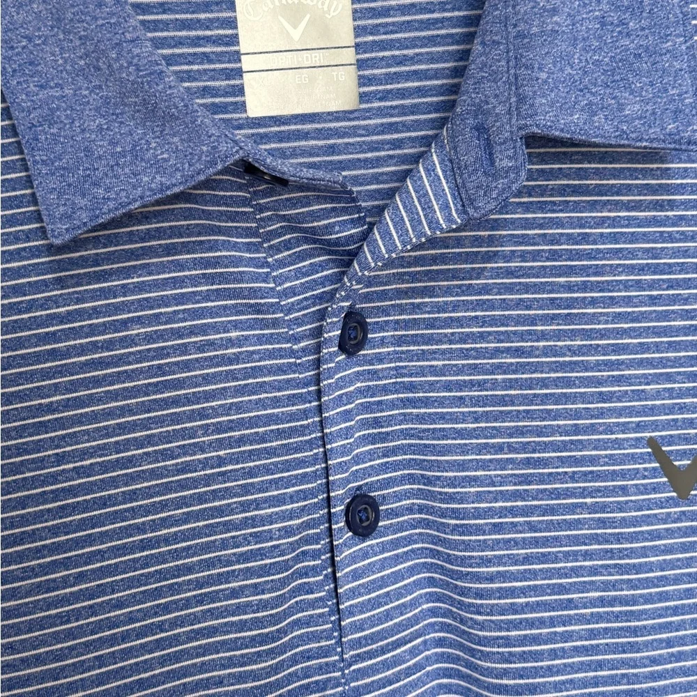 Callaway Blue and White Striped Polo Shirt - Picture 2 of 5